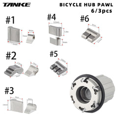Stainless steel hub pawl and spring kit with twelve numbered types for freehub service