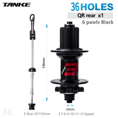 TH31 32H or 36H MTB Disc Hubs, 6-Pawl 72-Point Engagement