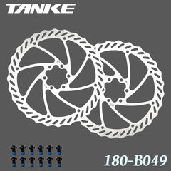 TANKE 180 mm stainless steel disc brake rotor in silver with mounting bolts and four profile options