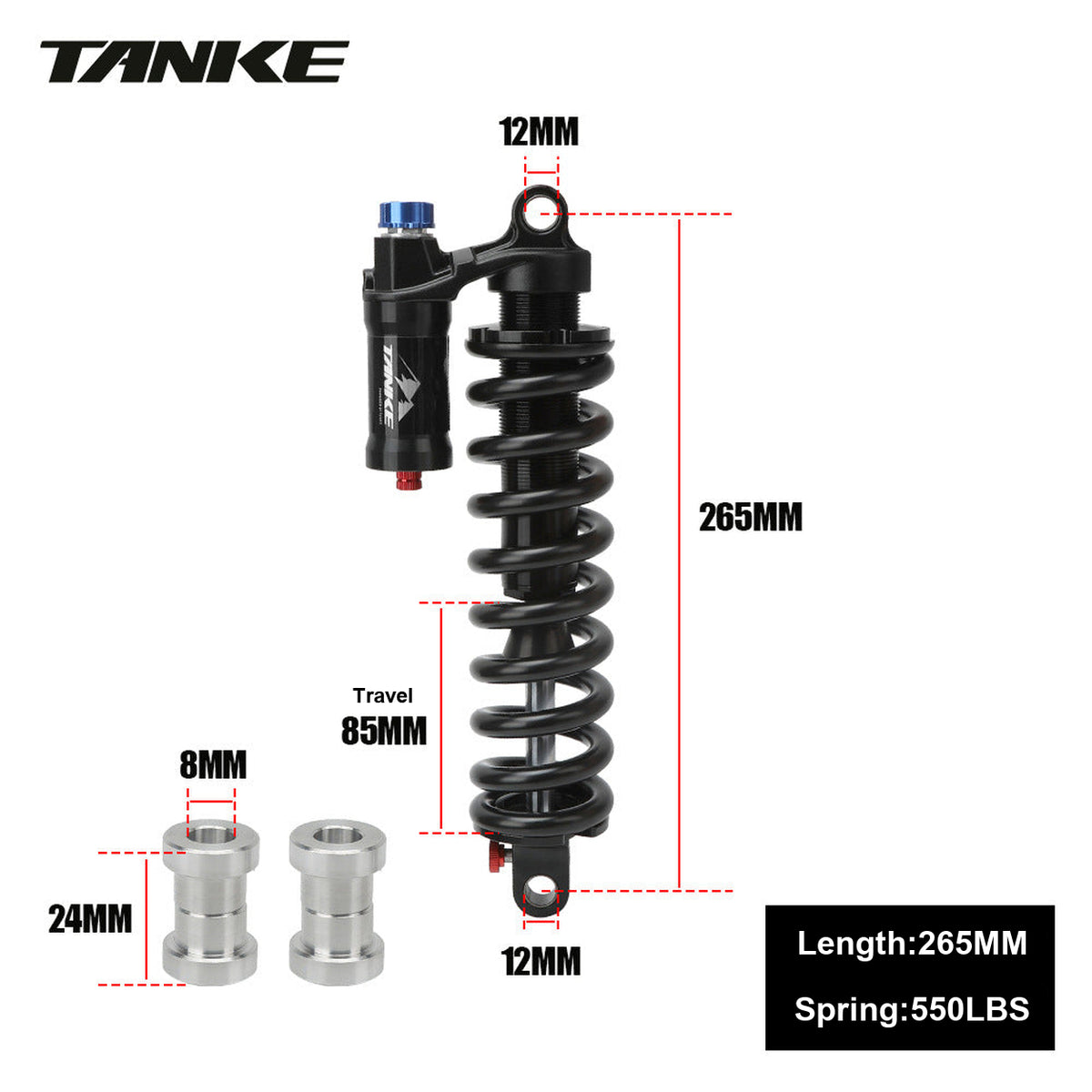 Coil MTB Rear Shock, 190–265 mm