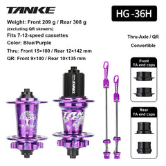 TH390 Convertible Hub Pair, 120-Point 6-Pawl, HG Freehub