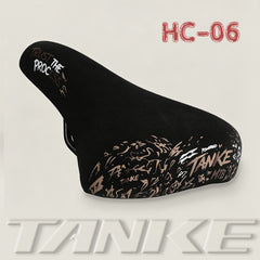 TANKE HC graffiti mountain bike saddle in white and red, green and white, gold and oil slick designs