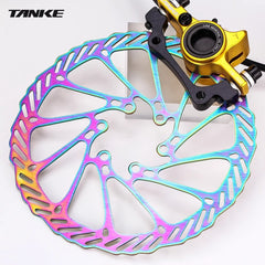 TANKE oil slick stainless disc brake rotors in 140 mm and 160 mm with mounting bolts