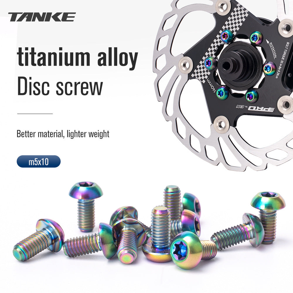 Oil slick titanium disc brake caliper bolts in M5 and M6 sizes with hex heads