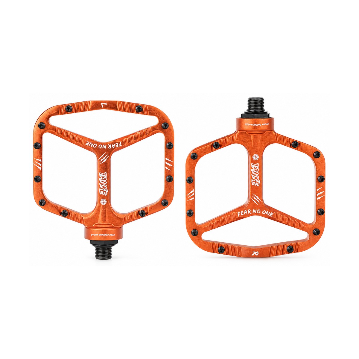 TANKE TP90 aluminium mountain bike pedals in purple, orange, silver and titanium finishes