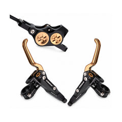 TANKE TB730 four-piston hydraulic disc brake in silver, gold and black