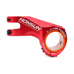 HONSUN CNC alloy stem in lake blue, black, oil slick and red with 31.8 mm bar clamp