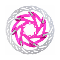 TANKE 160 mm floating 6-bolt disc rotor with coloured carriers in black, purple, rose pink, blue and red