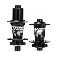 TANKE four bearing hub pair in oil slick, black, red, purple and blue with QR and thru-axle options