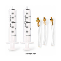 Pair of plastic hydraulic disc brake bleed syringes for bicycle brake servicing