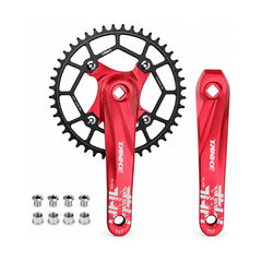 TANKE square taper crank with 104 BCD narrow-wide chainring in black, red and purple