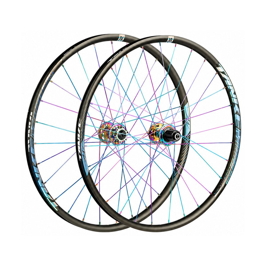TANKE mountain bike wheelset in black, red, purple and Oil Slick for 26, 27.5 and 29 inch