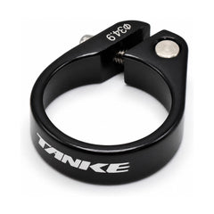 TANKE aluminium seatpost clamps in Oil Slick and black, shown in three sizes