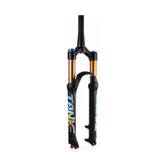 TANKE 120 mm air suspension mountain bike fork with gold and black stanchions in Oil Slick black