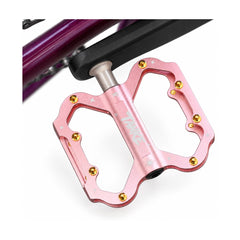 TANKE TP30 aluminium folding bike pedals in purple, rose pink, pink, silver, green and black