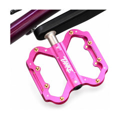 TANKE TP30 aluminium folding bike pedals in purple, rose pink, pink, silver, green and black