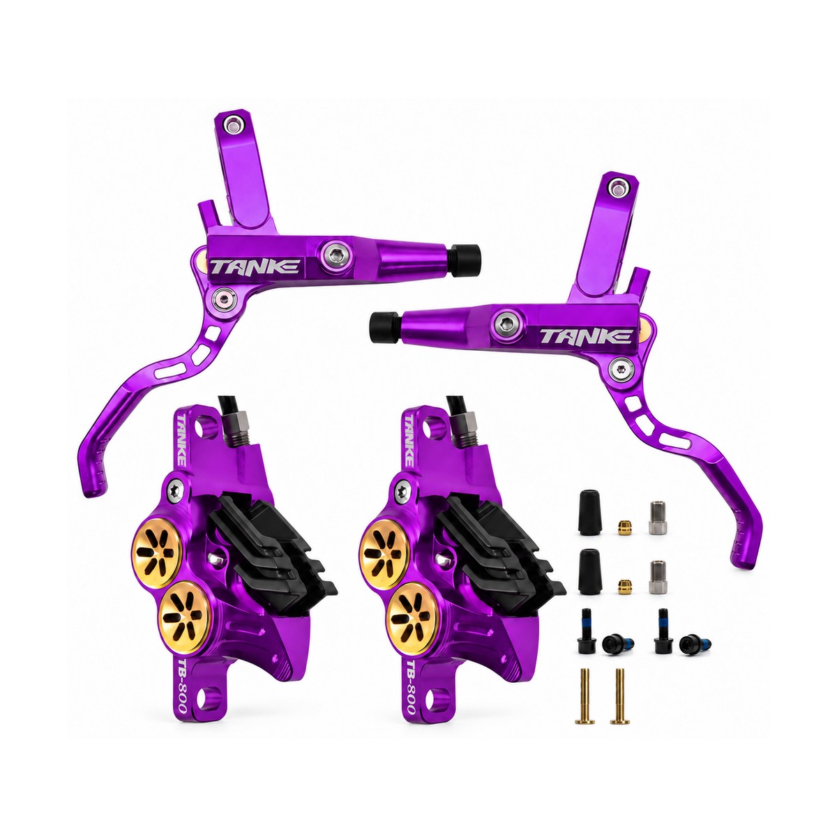 TANKE TB800 four-piston hydraulic disc brake caliper in purple and red