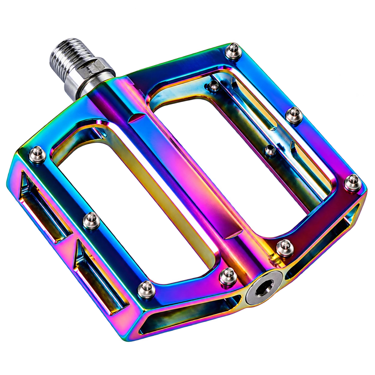 Oil-slick CNC aluminum platform pedal